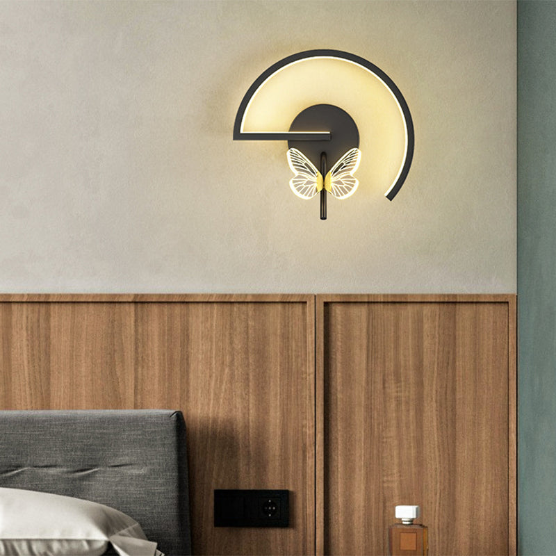 Accesorio de iluminación de pared acrílico mariposa LED minimalista Splecha de pared geométrica negra