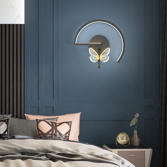 Accesorio de iluminación de pared acrílico mariposa LED minimalista Splecha de pared geométrica negra