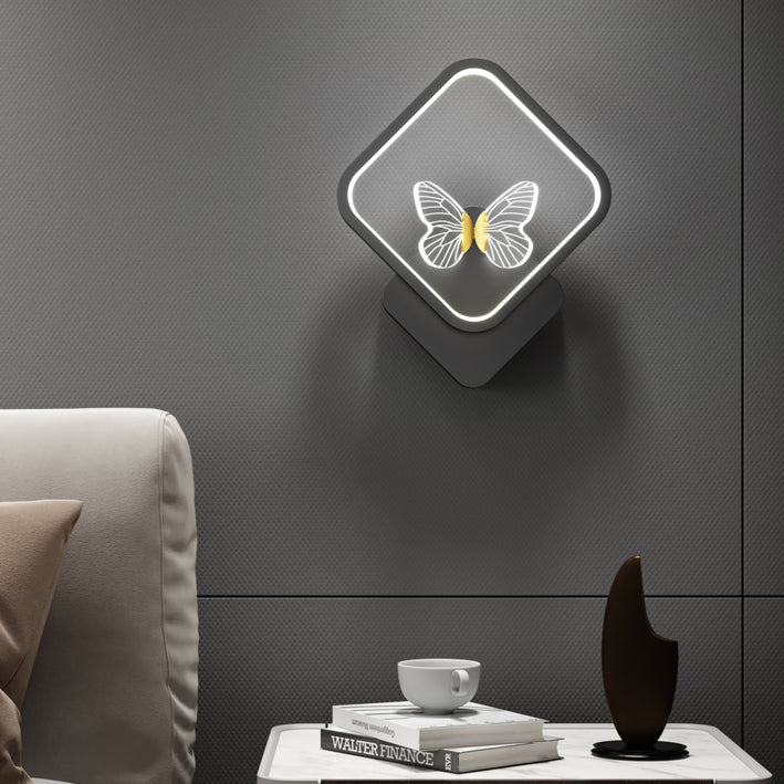 Accesorio de iluminación de pared acrílico mariposa LED minimalista Splecha de pared geométrica negra