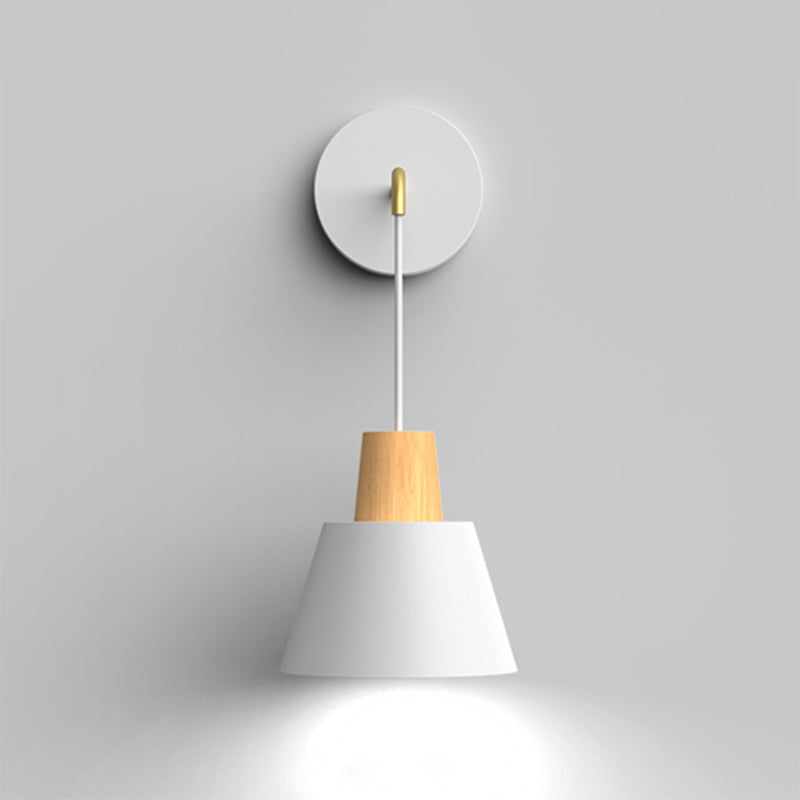 Geometric Shade Wall Hanging Lamp Macaron Style Iron 1 Bulb Bedroom Reading Wall Light