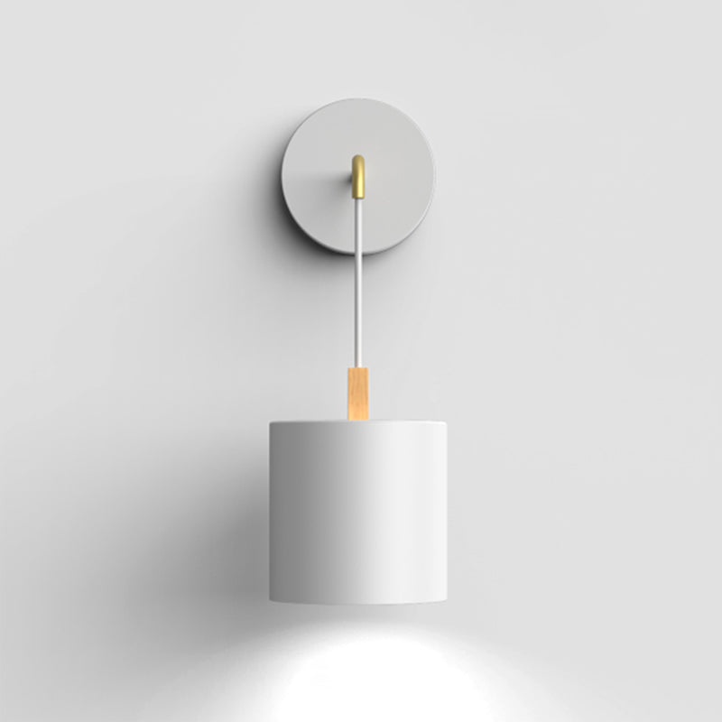 Geometric Shade Wall Hanging Lamp Macaron Style Iron 1 Bulb Bedroom Reading Wall Light