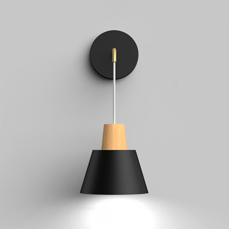 Geometric Shade Wall Hanging Lamp Macaron Style Iron 1 Bulb Bedroom Reading Wall Light