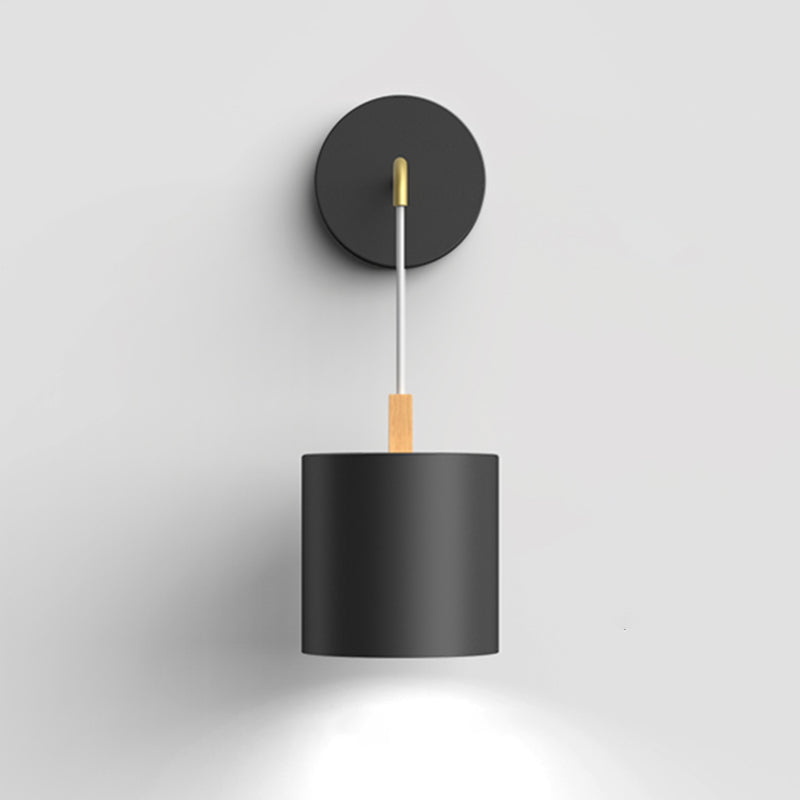 Geometric Shade Wall Hanging Lamp Macaron Style Iron 1 Bulb Bedroom Reading Wall Light