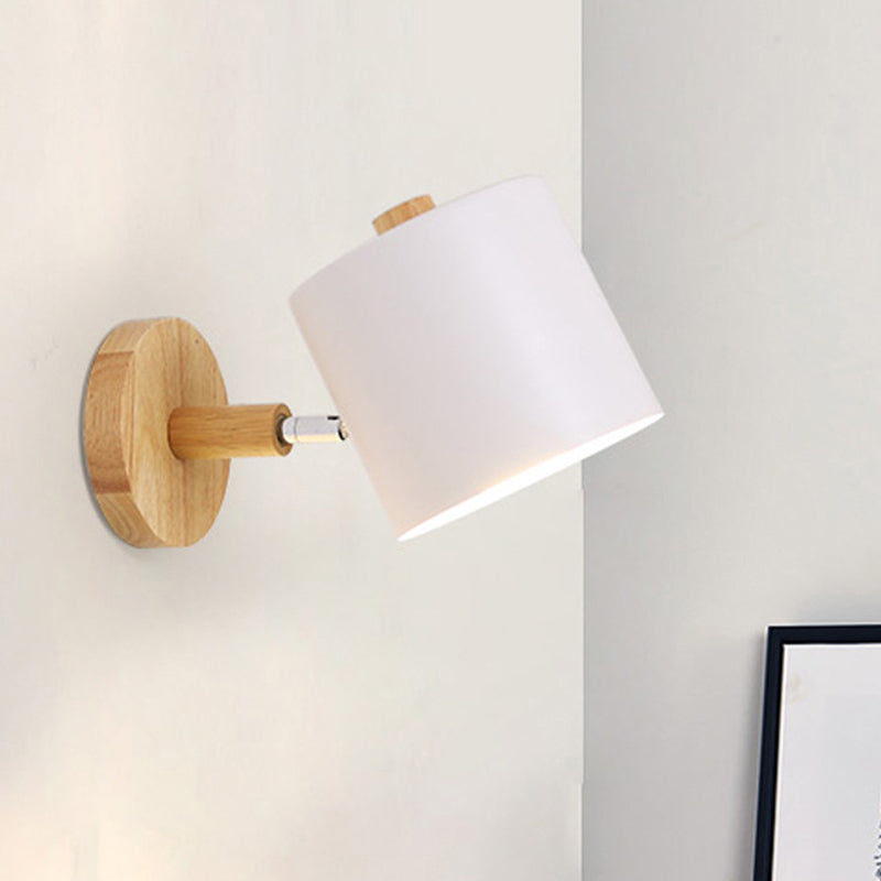 Macaron Cylindrical Wall Reading Lamp Metal 1 Head Bedroom Wall Light Fixture