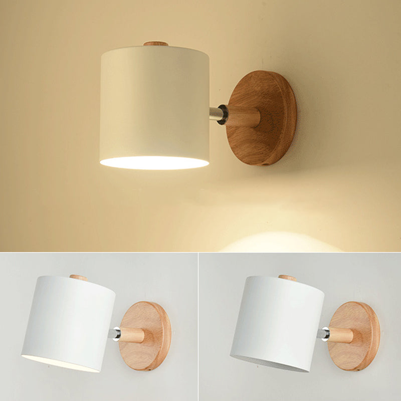Macaron Cylindrical Wall Reading Lamp Metal 1 Head Bedroom Wall Light Fixture