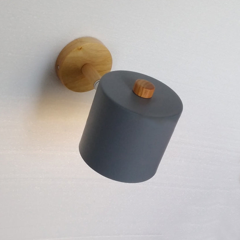 Macaron Cylindrical Wall Reading Lamp Metal 1 Head Bedroom Wall Light Fixture