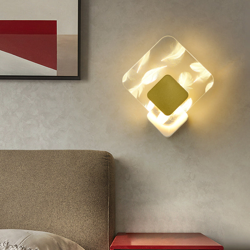 Iluminación de pared de plumas geométrica de pared de pared LED nórdica con sombra acrílica