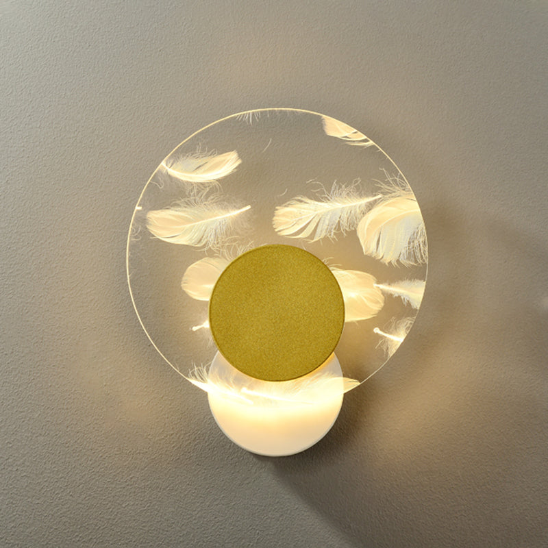 Iluminación de pared de plumas geométrica de pared de pared LED nórdica con sombra acrílica
