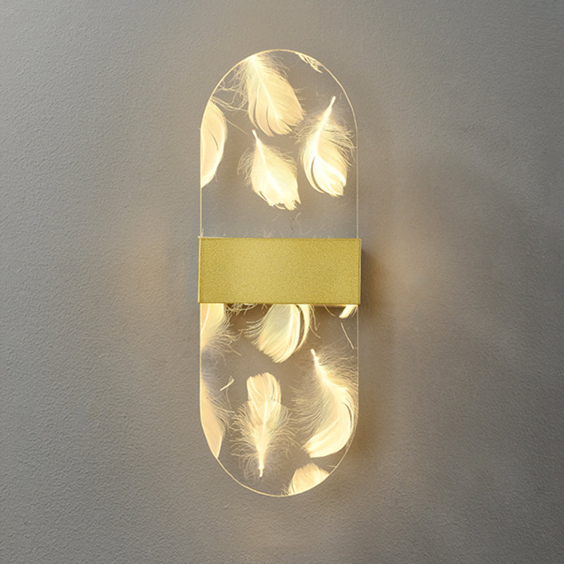 Iluminación de pared de plumas geométrica de pared de pared LED nórdica con sombra acrílica