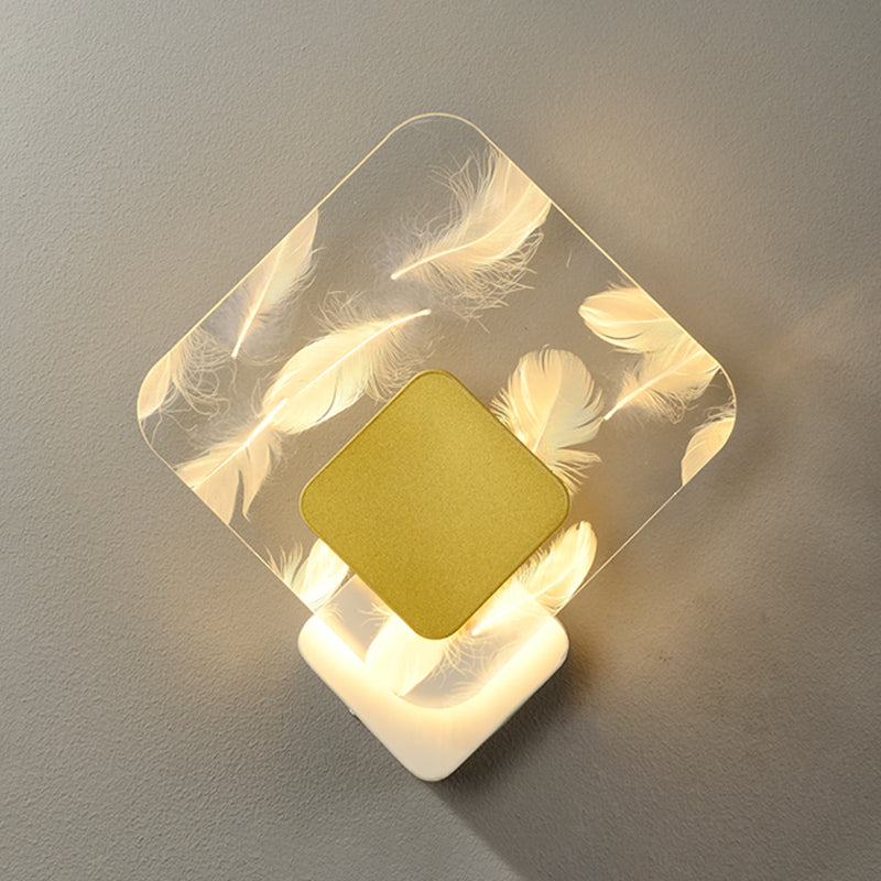 Iluminación de pared de plumas geométrica de pared de pared LED nórdica con sombra acrílica