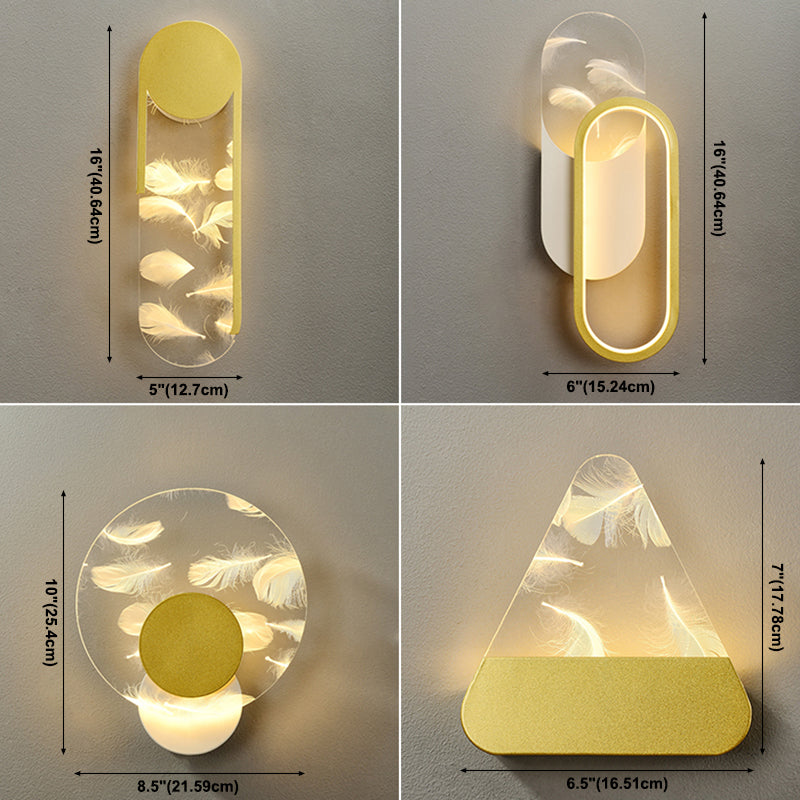 Iluminación de pared de plumas geométrica de pared de pared LED nórdica con sombra acrílica