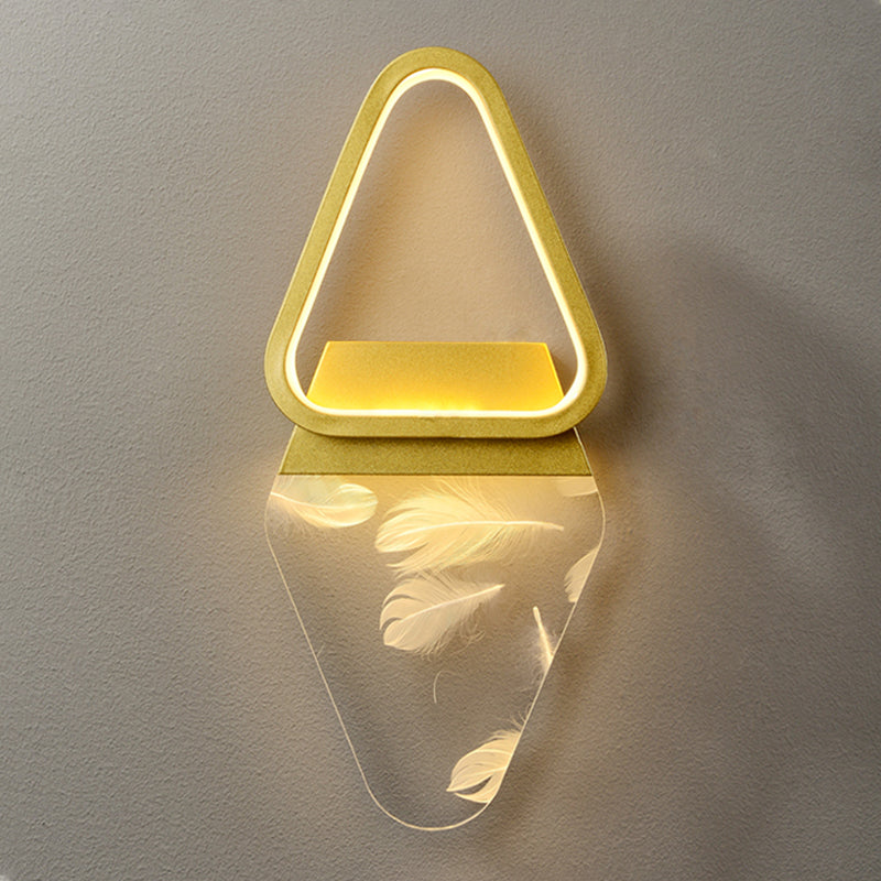 Iluminación de pared de plumas geométrica de pared de pared LED nórdica con sombra acrílica