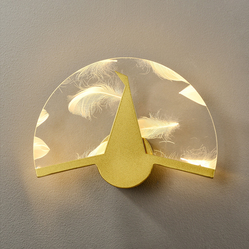 Iluminación de pared de plumas geométrica de pared de pared LED nórdica con sombra acrílica