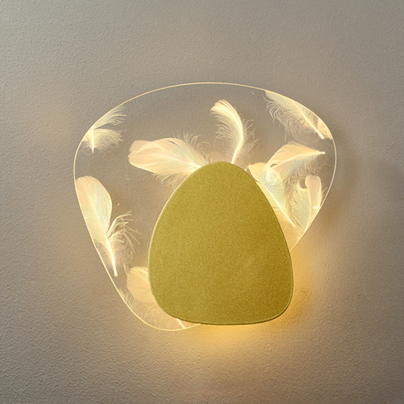 Iluminación de pared de plumas geométrica de pared de pared LED nórdica con sombra acrílica