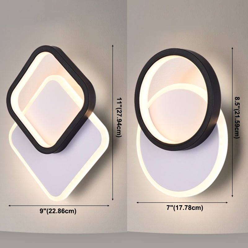 Luce murale a forma geometrica minimalista Luce a LED SCONCE LED in bianco nero in bianco