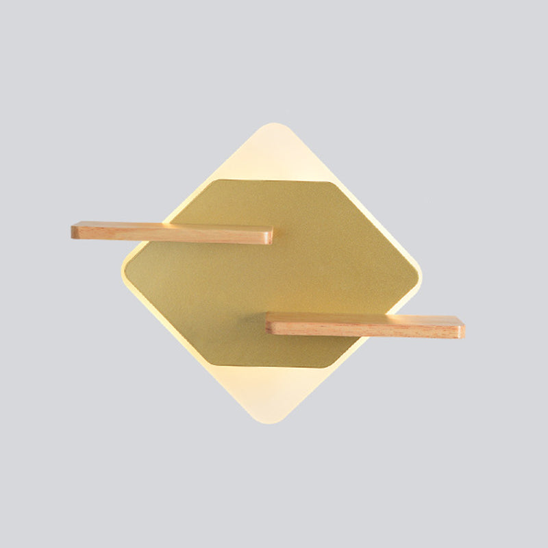 Geometric Shaped Wall Light Modern Acrylic Bedroom LED Sconce Light with Wooden Rack