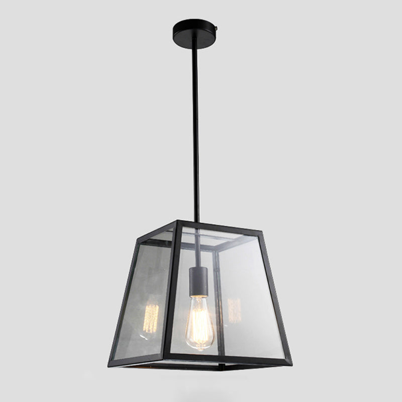 Vintage Industrial Trapezoid Island Chandelier Lights Clear Glass Pendant Lighting for Living Room