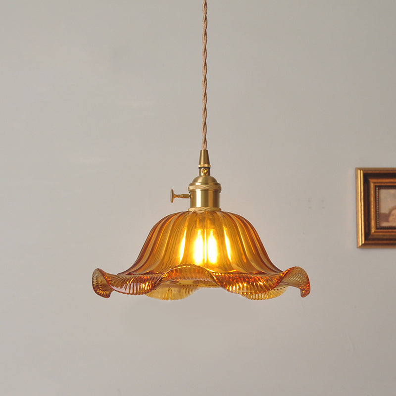 Industrial Style Ceiling Light Fixture with Glass Shade for Living Room