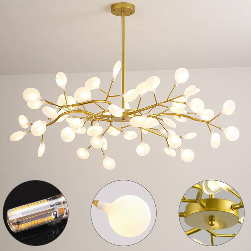 Acrilico lampadario a lucciole in stile modernista 45 teste lampadario soffitto in oro