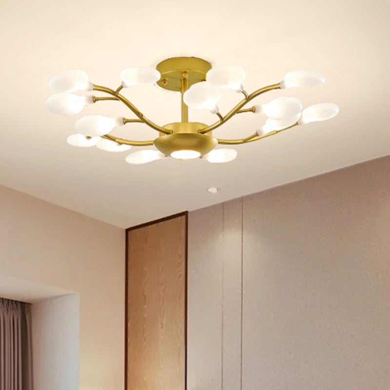 Goldzweig Kronleuchter modernistischer Metall und Acryldecker Kronleuchter für Wohnzimmer