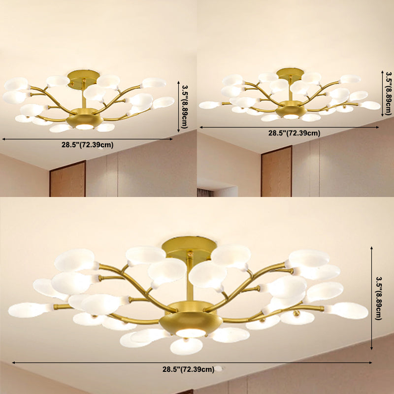 Goldzweig Kronleuchter modernistischer Metall und Acryldecker Kronleuchter für Wohnzimmer