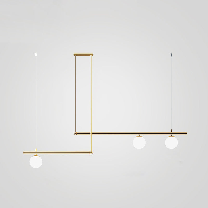 Globe Island Chandelier Lights Modern White Glass Pendant Lighting for Restaurant