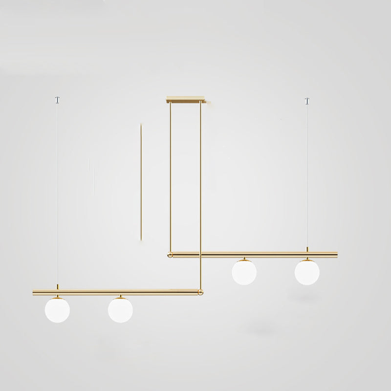 Globe Island Chandelier Lights Modern White Glass Pendant Lighting for Restaurant