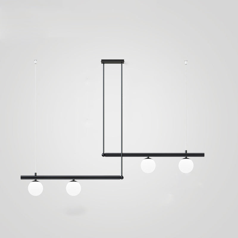 Globe Island Chandelier Lights Modern White Glass Pendant Lighting for Restaurant