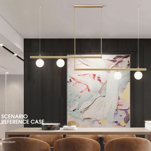 Globe Island Chandelier Lights Modern White Glass Pendant Lighting for Restaurant