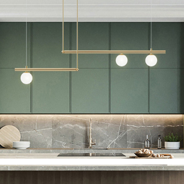 Globe Island Chandelier Lights Modern White Glass Pendant Lighting for Restaurant