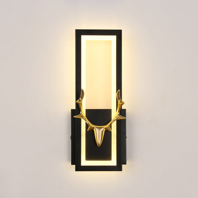 Lampada da parete per salotto in metallo Nordico in metallo a muro di cervo con tonalità rettangolare