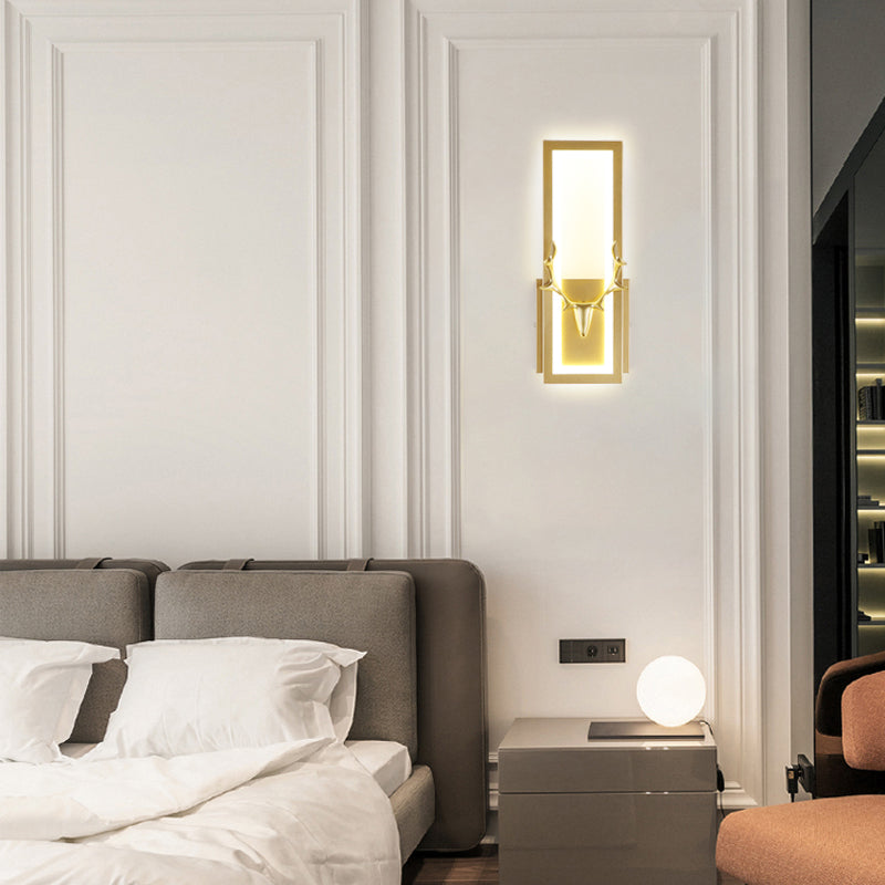 Lampada da parete per salotto in metallo Nordico in metallo a muro di cervo con tonalità rettangolare