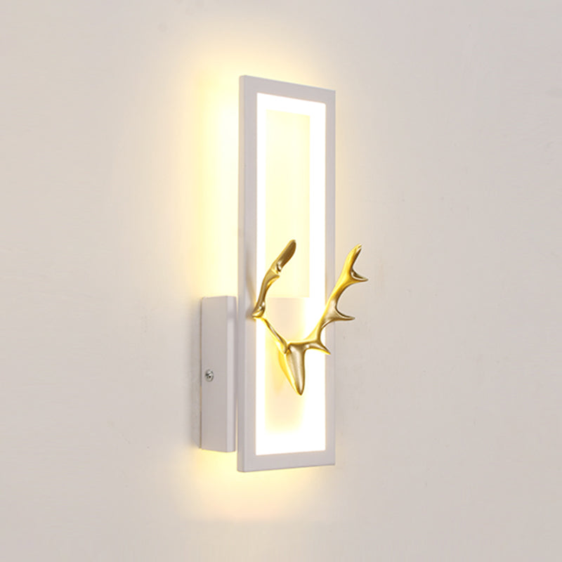 Lampada da parete per salotto in metallo Nordico in metallo a muro di cervo con tonalità rettangolare