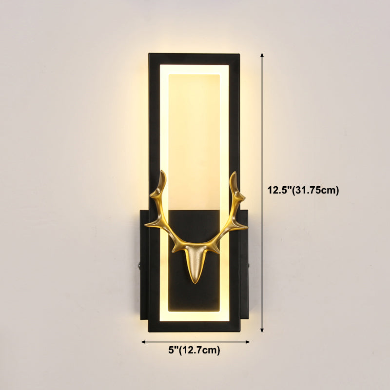 Lampada da parete per salotto in metallo Nordico in metallo a muro di cervo con tonalità rettangolare