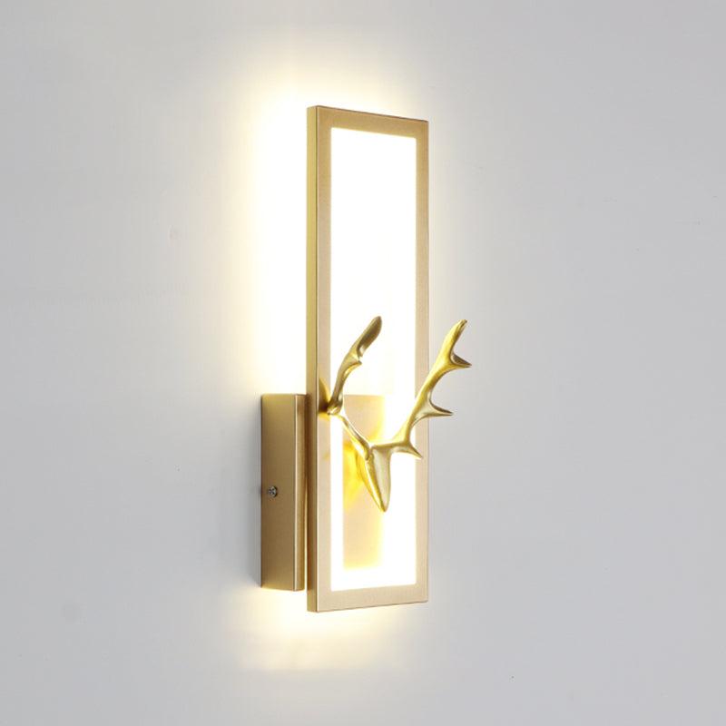 Lampada da parete per salotto in metallo Nordico in metallo a muro di cervo con tonalità rettangolare
