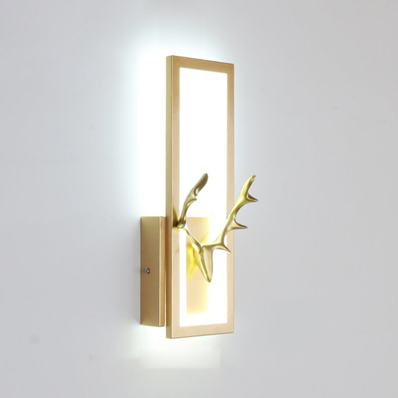 Lampada da parete per salotto in metallo Nordico in metallo a muro di cervo con tonalità rettangolare