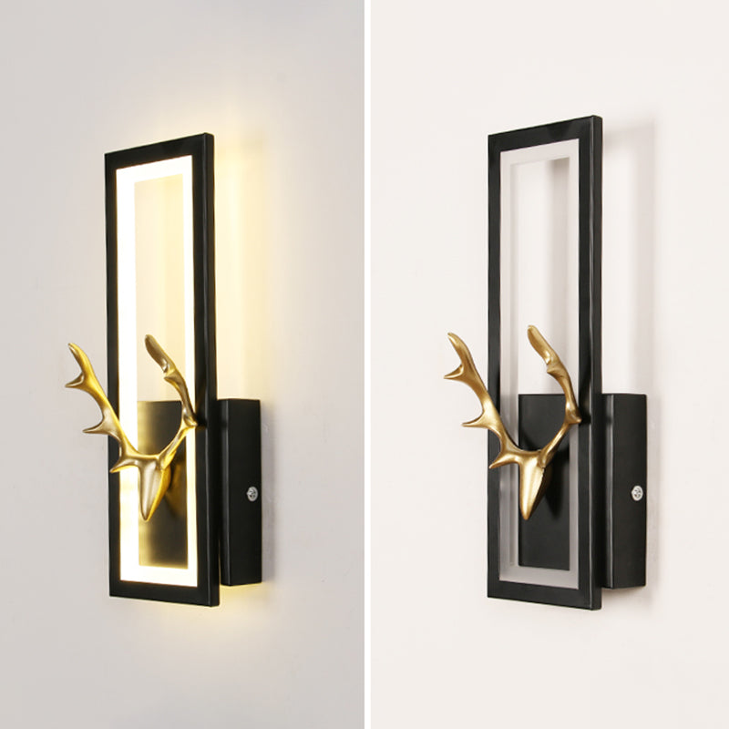 Lampada da parete per salotto in metallo Nordico in metallo a muro di cervo con tonalità rettangolare