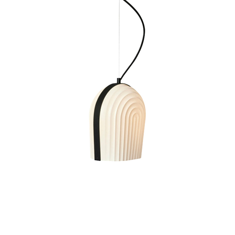 Colgante de suspensión de cúpula contemporánea vidrio esmerilado 1 bombilla Luz de techo de dormitorio en blanco y negro
