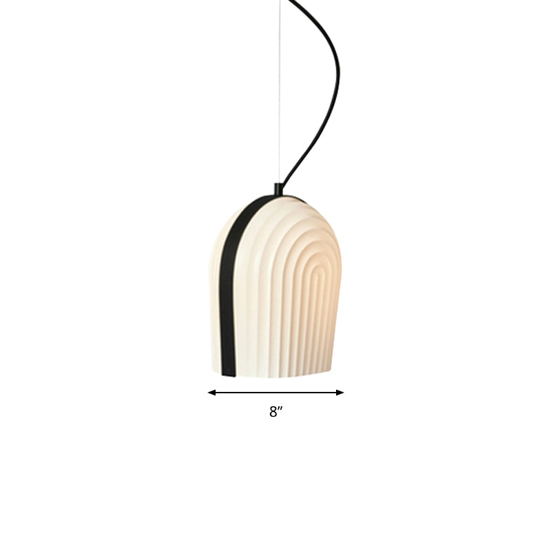 Colgante de suspensión de cúpula contemporánea vidrio esmerilado 1 bombilla Luz de techo de dormitorio en blanco y negro