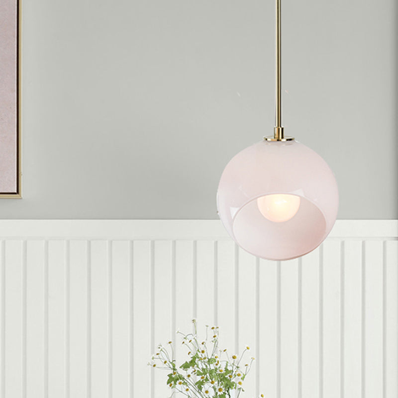 Globe Restaurant Suspension Lamp White Glass 1 Head Minimalist Ceiling Hang Fixture