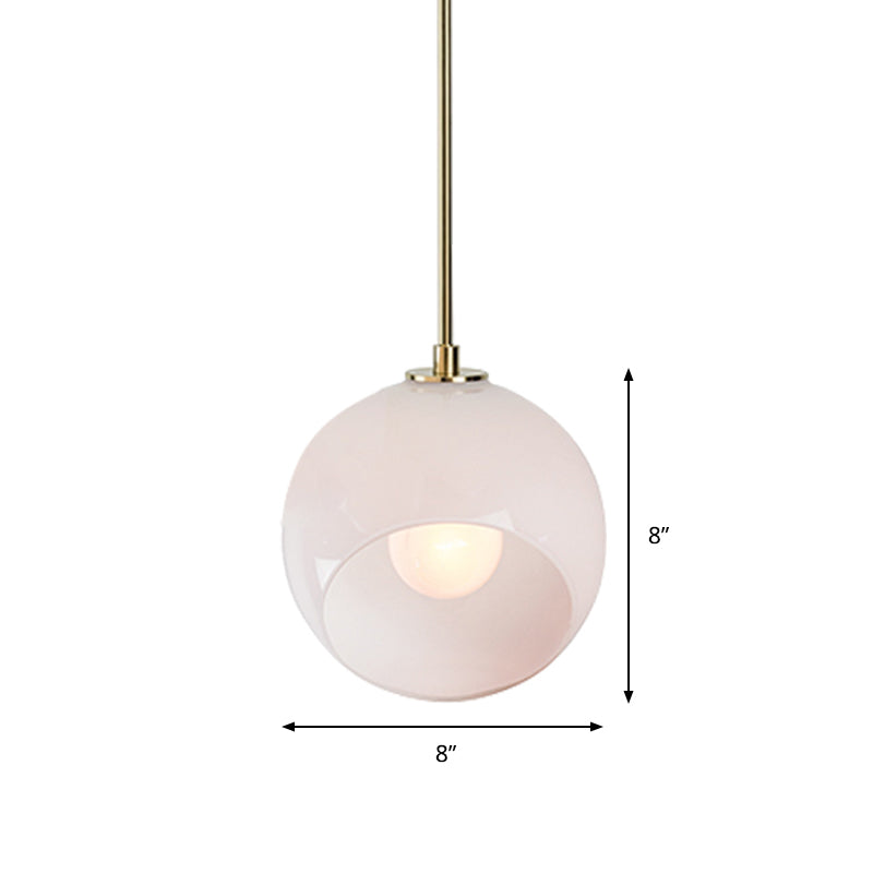 Globe Restaurant Suspension Lamp White Glass 1 Head Minimalist Ceiling Hang Fixture