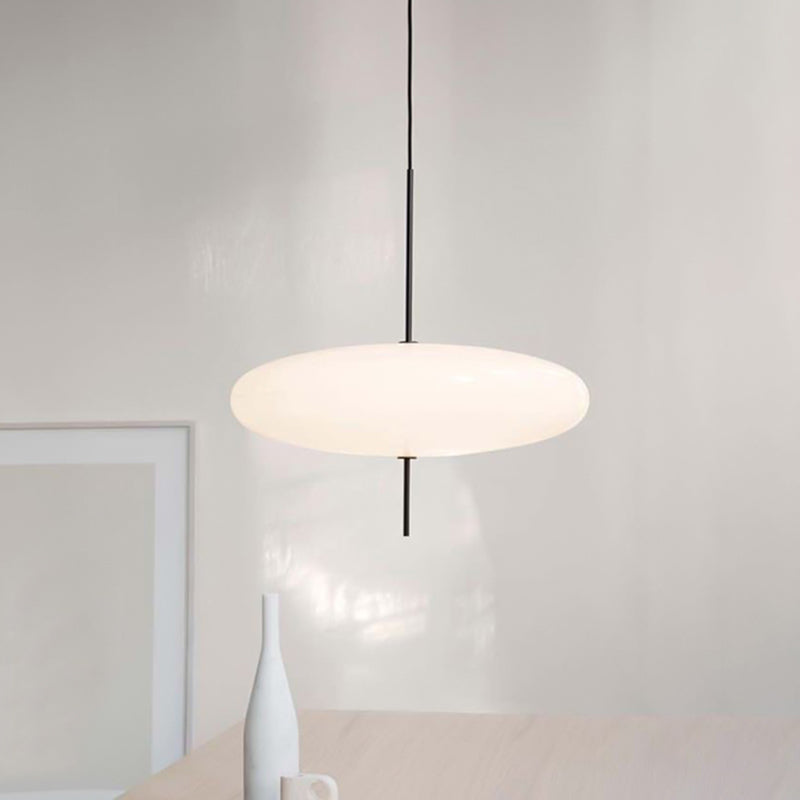 Modernism Circular Ceiling Pendant White Glass 1 Bulb Dining Room Hanging Light Kit