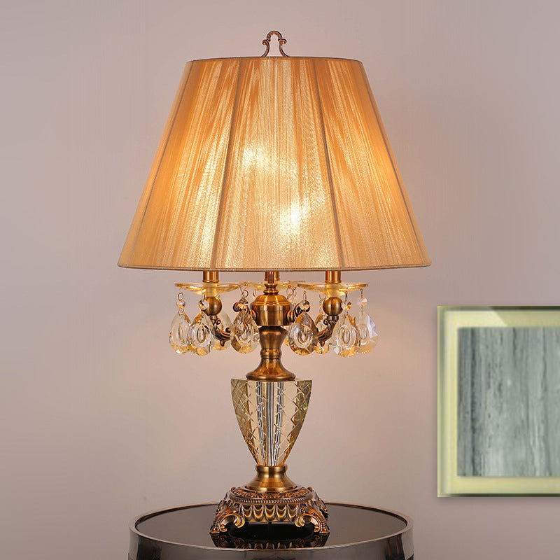 BEIGE 3 LUMILES TABLE Traditionalism Crystal Fusered Drum Drum Night Light pour chambre
