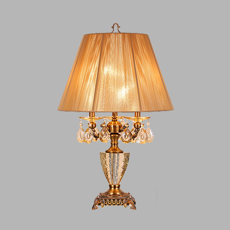 BEIGE 3 LUMILES TABLE Traditionalism Crystal Fusered Drum Drum Night Light pour chambre