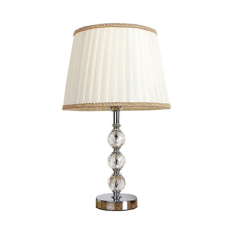 Crystal Globe Nightsand Light Minimalismo 1 Lámpara de mesa de sala de estar en blanco/beige/rosa con tela sombreada