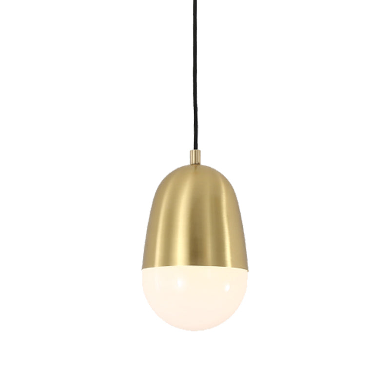 Metal Pill Hanging Lamp Minimalism 1 Bulb Brass Pendant Ceiling Light for Bedroom