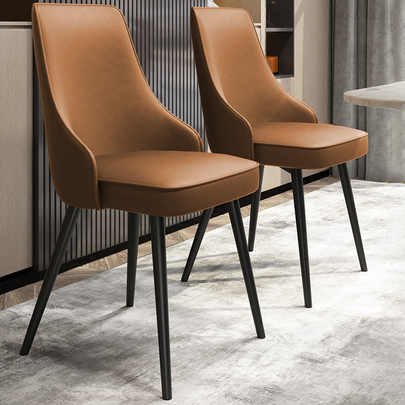 Contemporary Dining Chair Solid Back Chair with 4 Metal Legs for Home Use