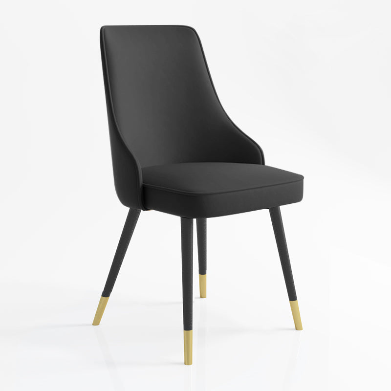 Contemporary Dining Chair Solid Back Chair with 4 Metal Legs for Home Use