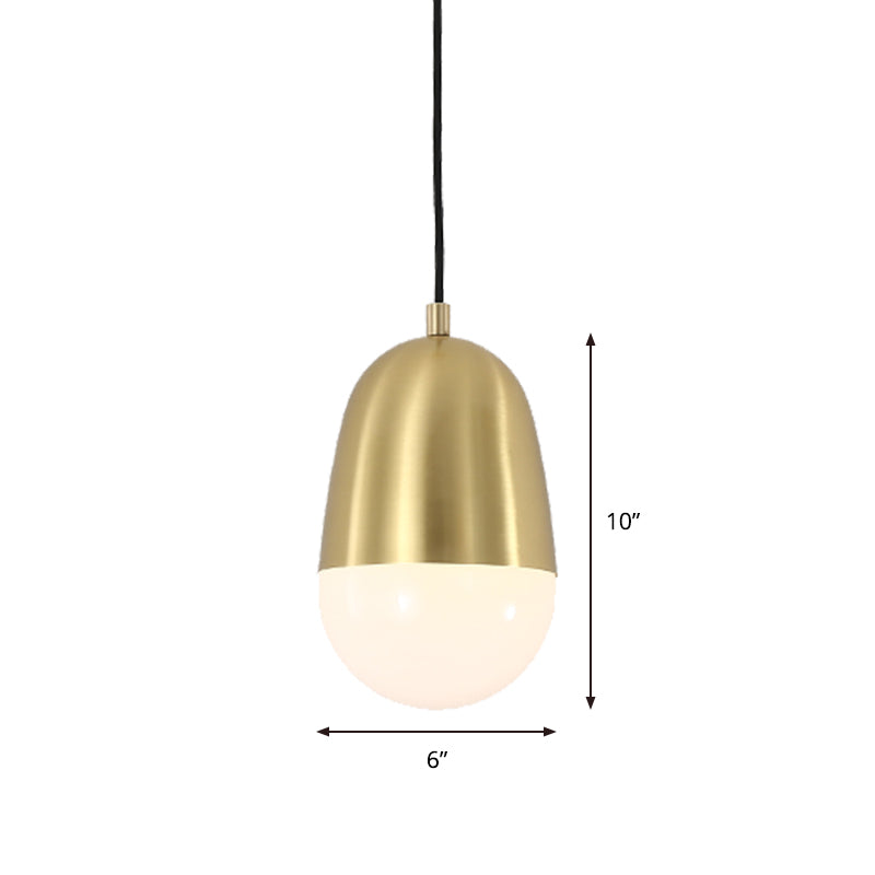 Metal Pill Hanging Lamp Minimalism 1 Bulb Brass Pendant Ceiling Light for Bedroom