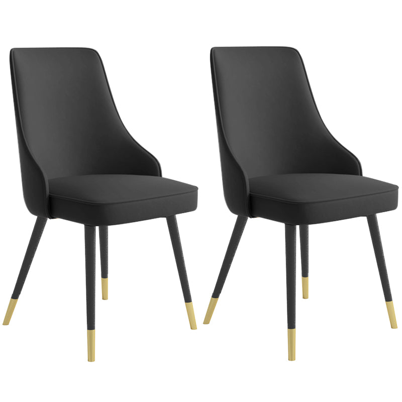 Contemporary Dining Chair Solid Back Chair with 4 Metal Legs for Home Use